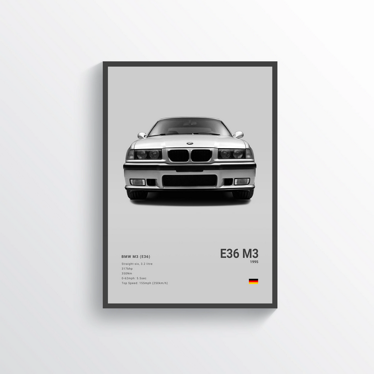 BMW M3 E36 1995 Classic Poster