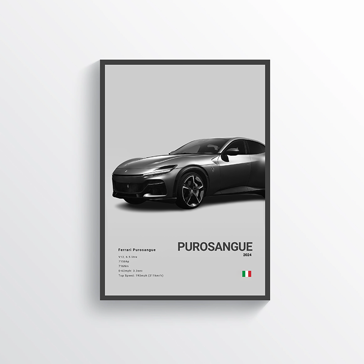 Ferrari Purosangue 2024 Classic Poster