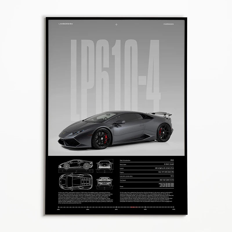 Lamborghini Huracan LP610-4 Blueprint Poster