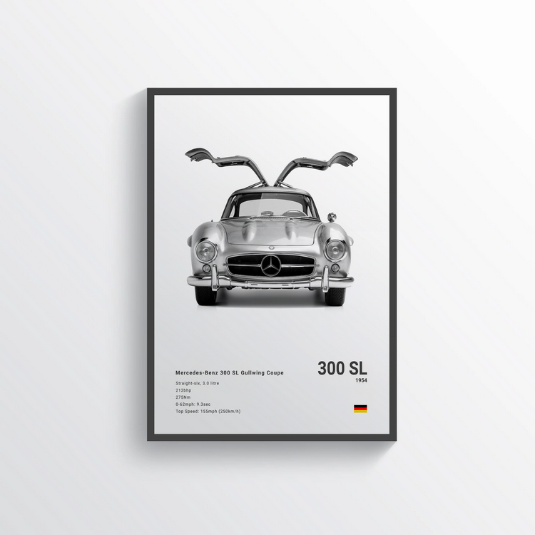 Mercedes 300 SL Gullwing Coupe 1954 Classic Poster