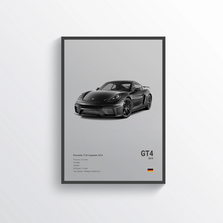 Porsche 718 Cayman GT4 2019 Classic Poster
