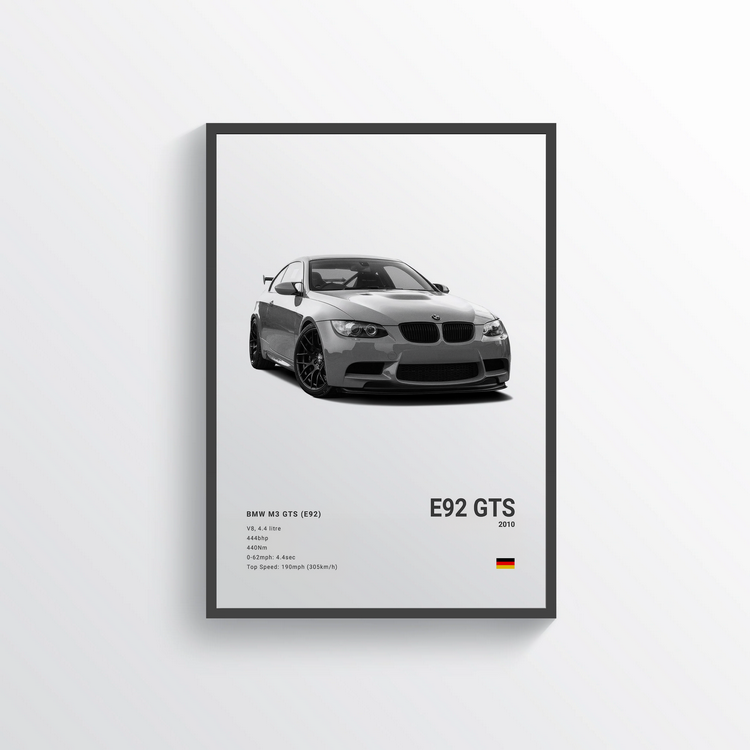 BMW M3 E92 GTS 2010 Classic Poster