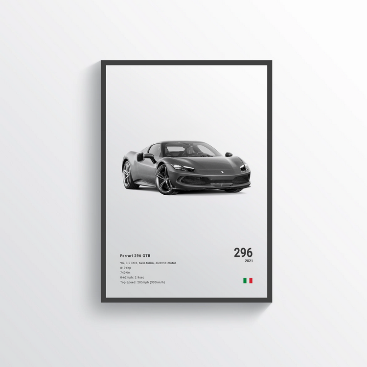 Ferrari 296 GTB 2021 Classic Poster