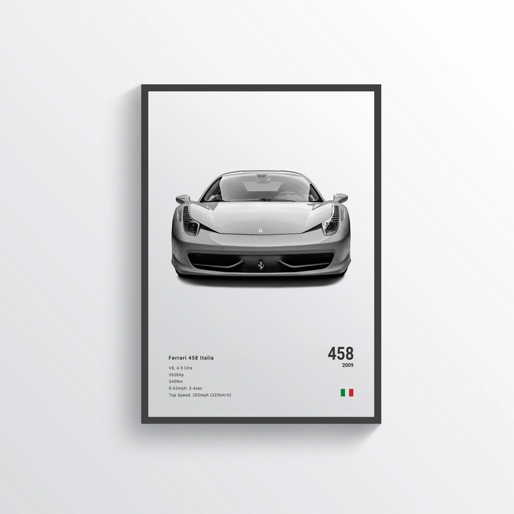Ferrari 458 Italia 2009 Classic Poster