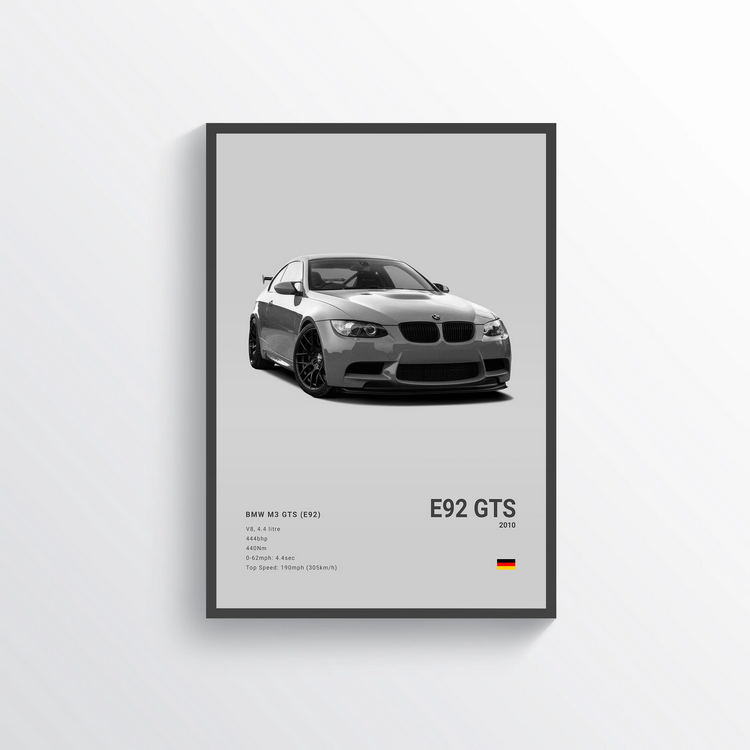 BMW M3 E92 GTS 2010 Classic Poster