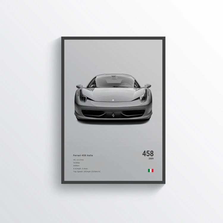 Ferrari 458 Italia 2009 Classic Poster