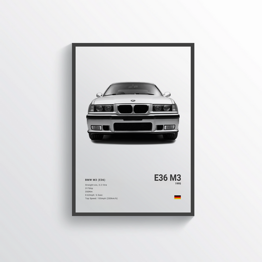 BMW M3 E36 1995 Classic Poster