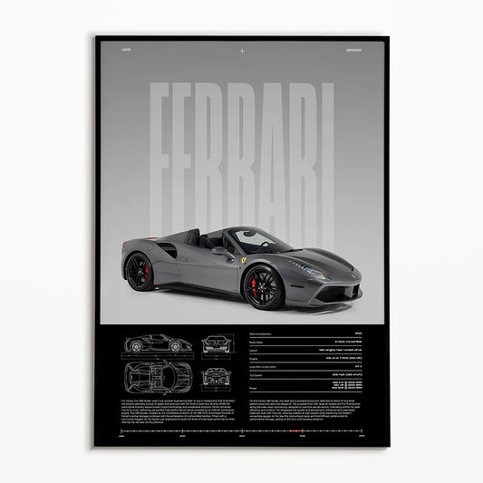 Affiche du plan de la Ferrari 488 Spider