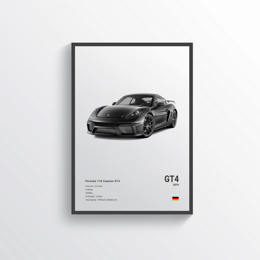 Porsche 718 Cayman GT4 2019 Classic Poster
